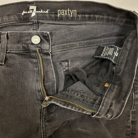 7 For All Mankind Paxton Black Skinny Jeans Men's 33 - Picture 3 of 13
